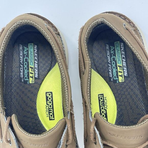 Skechers Status 2.0 Former Boat Shoes Mens 13 Brown Leather Loafer Lace Up Deck main image 5